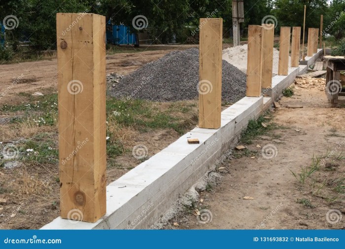 Fence concrete foundation base block wooden exterior preview